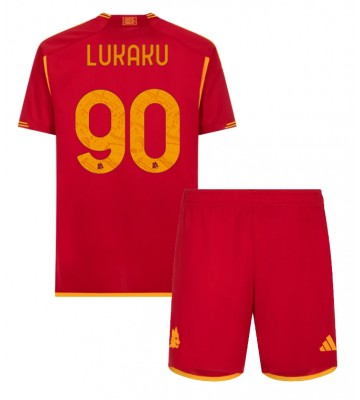 AS Roma Romelu Lukaku #90 Primera Equipación Niños 2023-24 Manga Corta (+ Pantalones cortos)